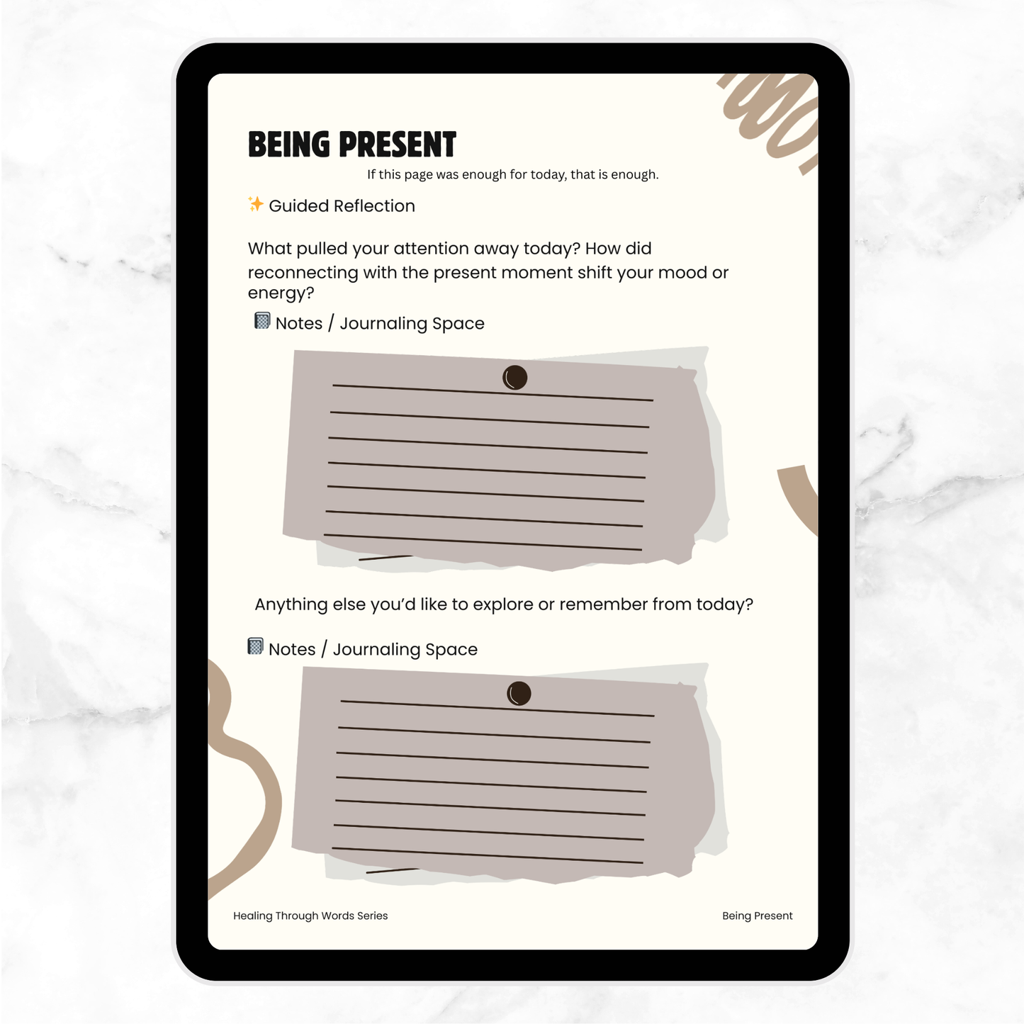 Being Present Mini-Workbook (FREE) | Mindfulness & Grounding Printable | Healing Through Words™ Series Preview