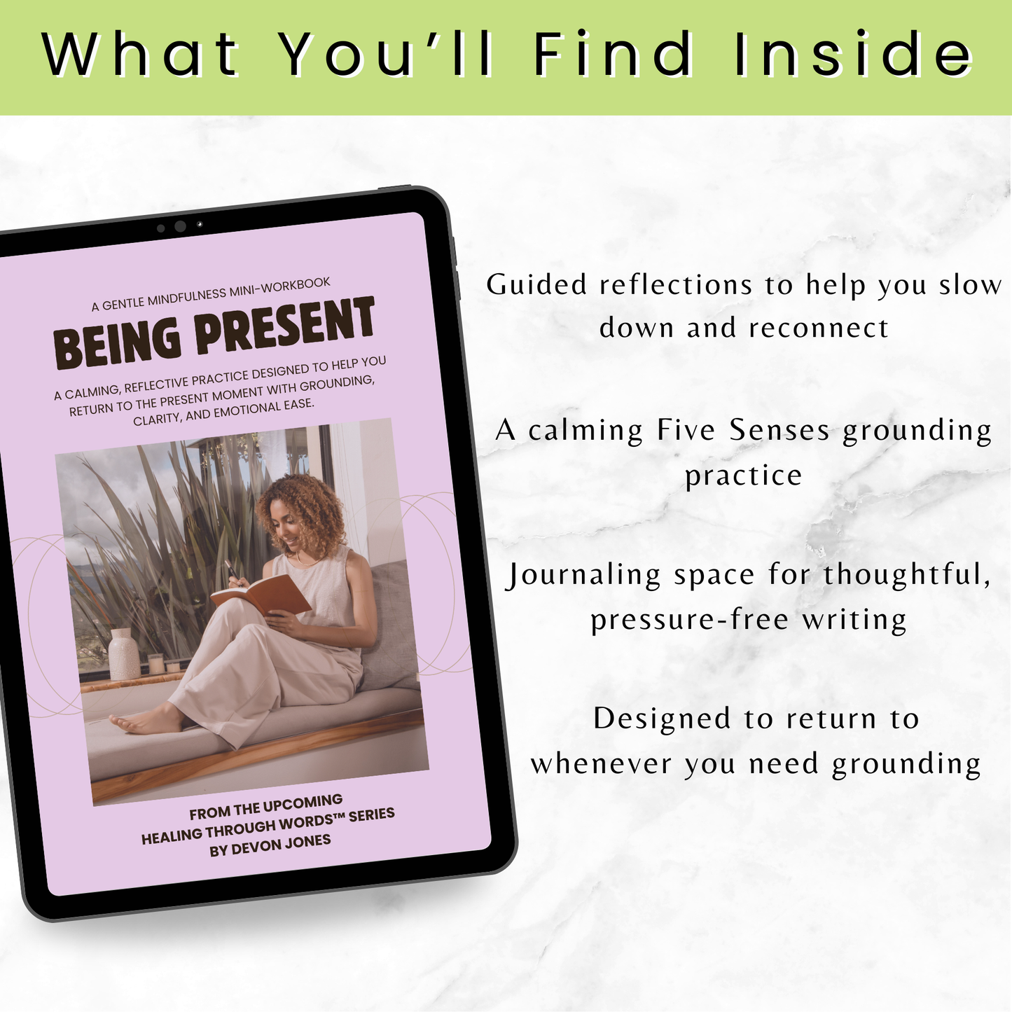 Being Present Mini-Workbook (FREE) | Mindfulness & Grounding Printable | Healing Through Words™ Series Preview