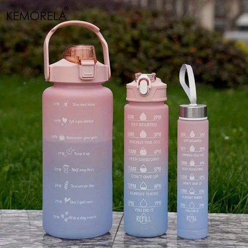 3PCS Sports Water Bottle with Straw Men Women Fitnes Water Bottle