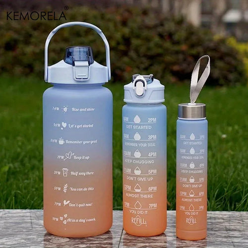 3PCS Sports Water Bottle with Straw Men Women Fitnes Water Bottle