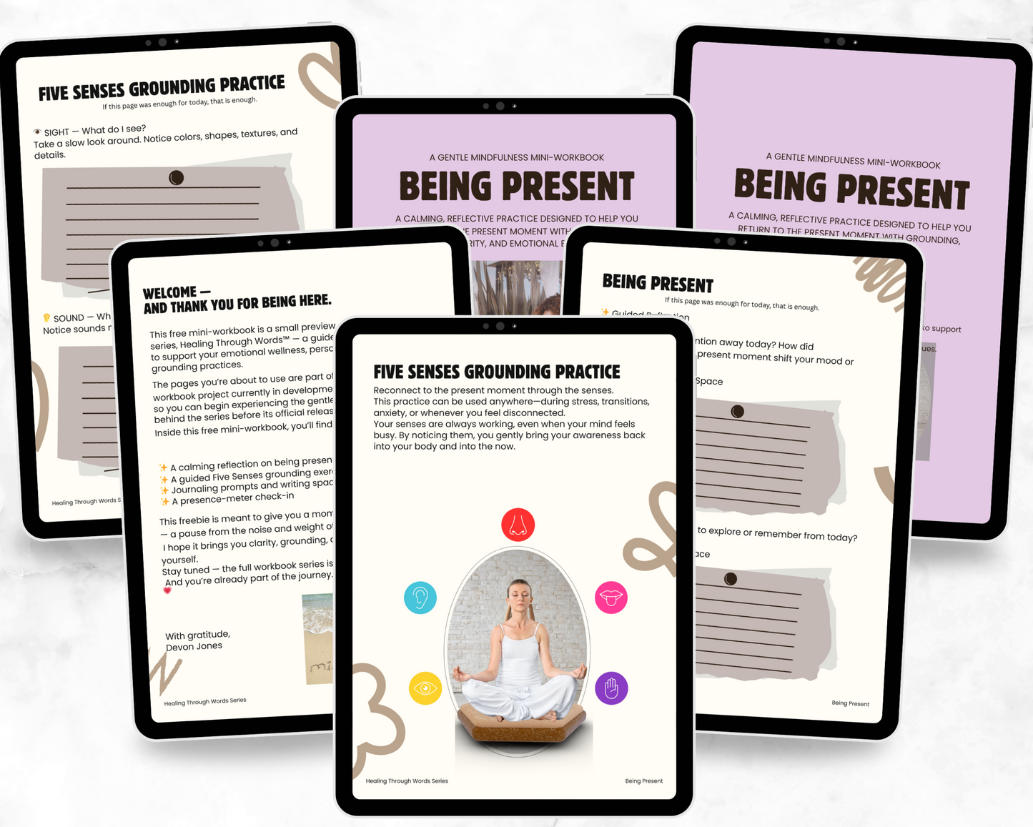Being Present Mini-Workbook (FREE) | Mindfulness & Grounding Printable | Healing Through Words™ Series Preview