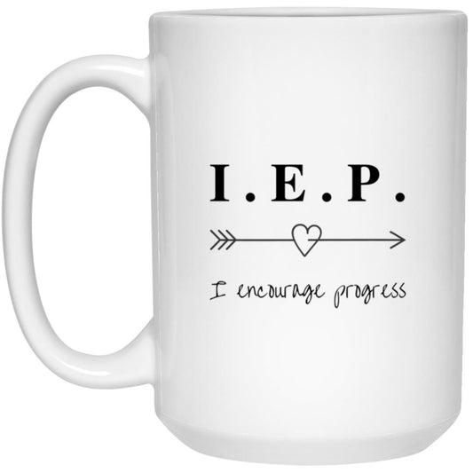 IEP 15 oz. White Mug blk words