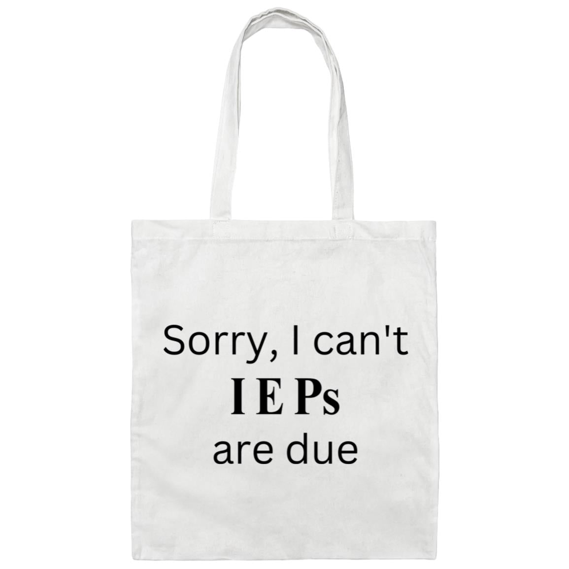 IEP DUE Canvas Tote Bag blk words