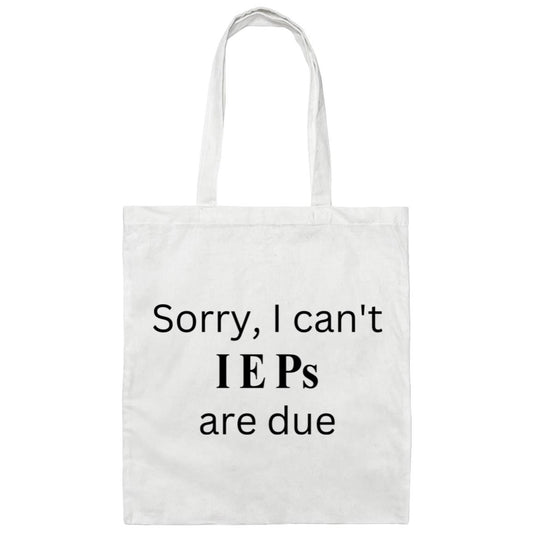 IEP DUE Canvas Tote Bag blk words