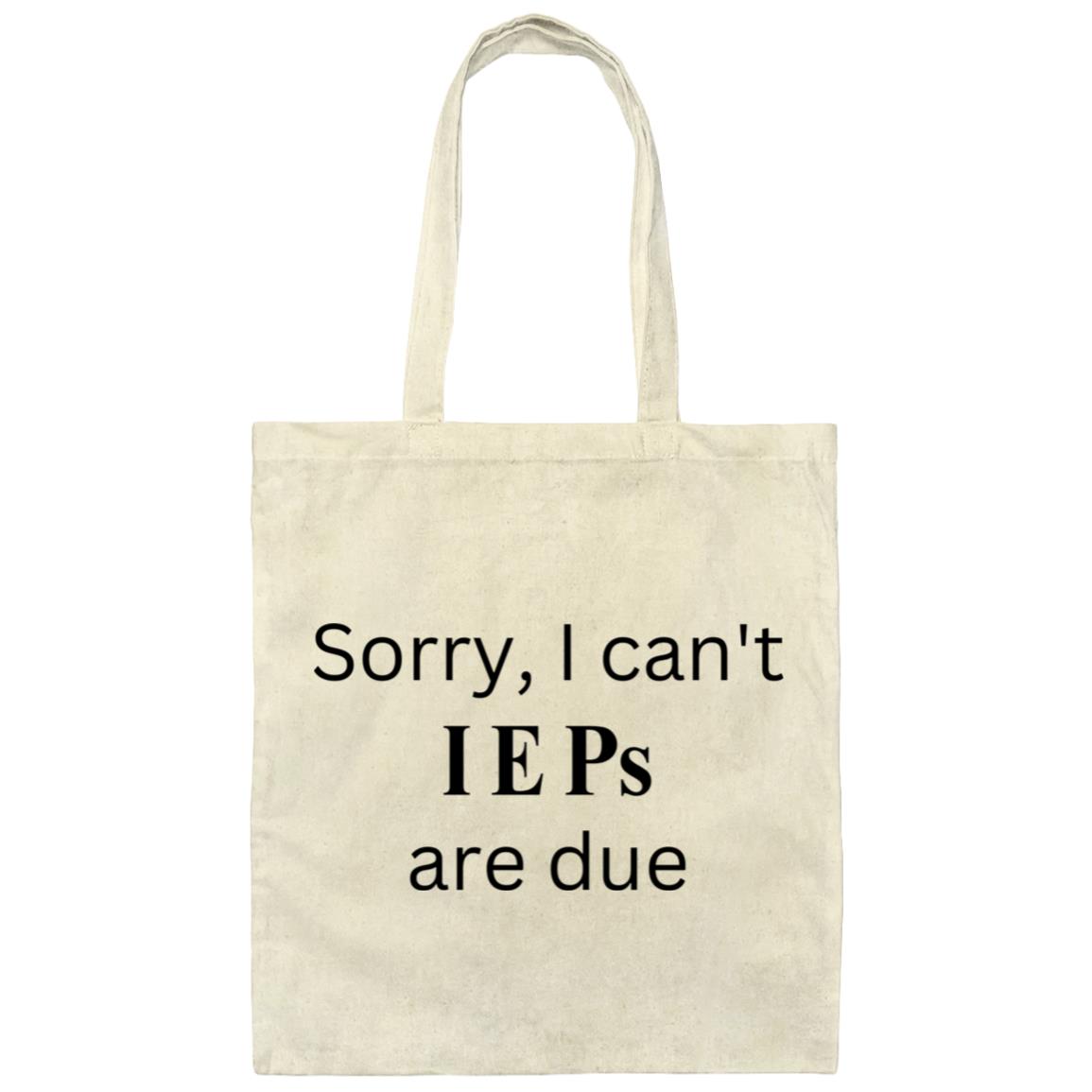 IEP DUE Canvas Tote Bag blk words