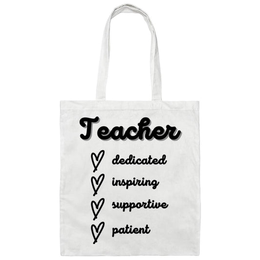 Teacher White Canvas Tote Bag